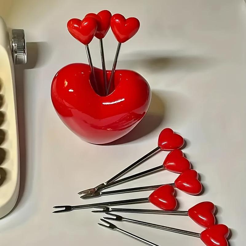 10pcs Stainless Steel Love Fruit Forks Perfect for Parties - HomeGoods Lima