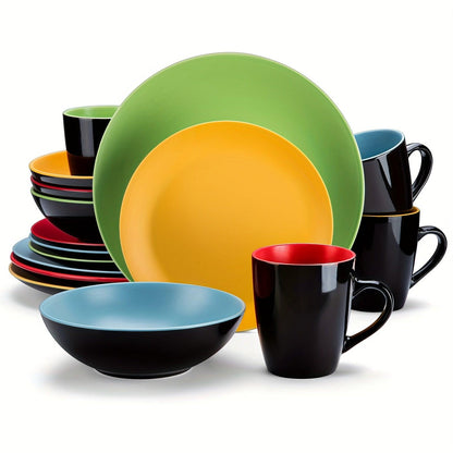 16Piece Matte Stoneware Dinner Set with Plates Bowls for 4 - HomeGoods Lima