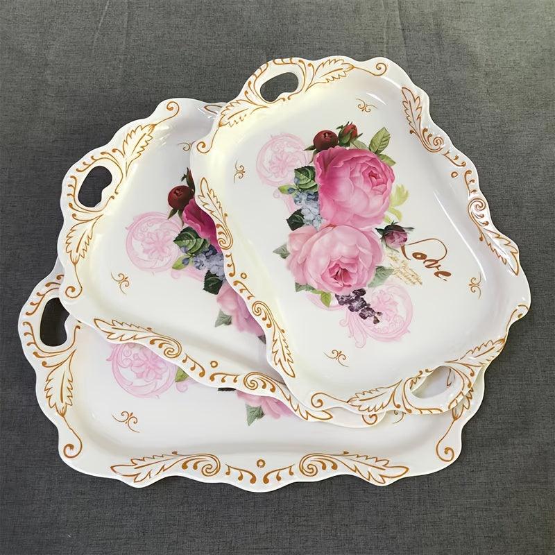 Floral Pattern Melamine Tray for Coffee Desserts Home Decor - HomeGoods Lima