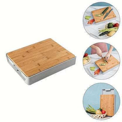 Bamboo Cutting Board with Sliding Tray and NonSlip Pads - HomeGoods Lima