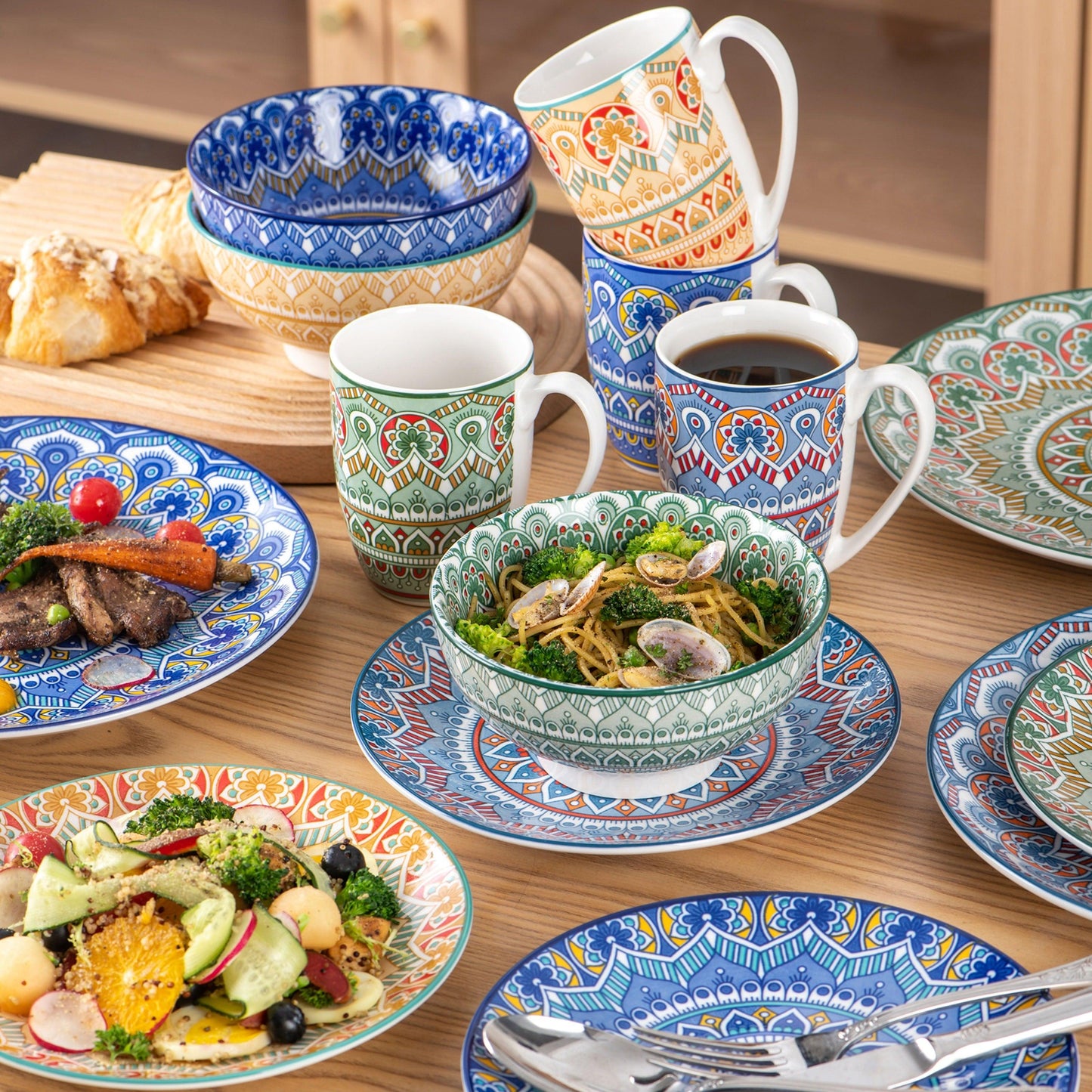 Colorful Boho Porcelain Dinnerware Set for Home and Hospitality - HomeGoods Lima