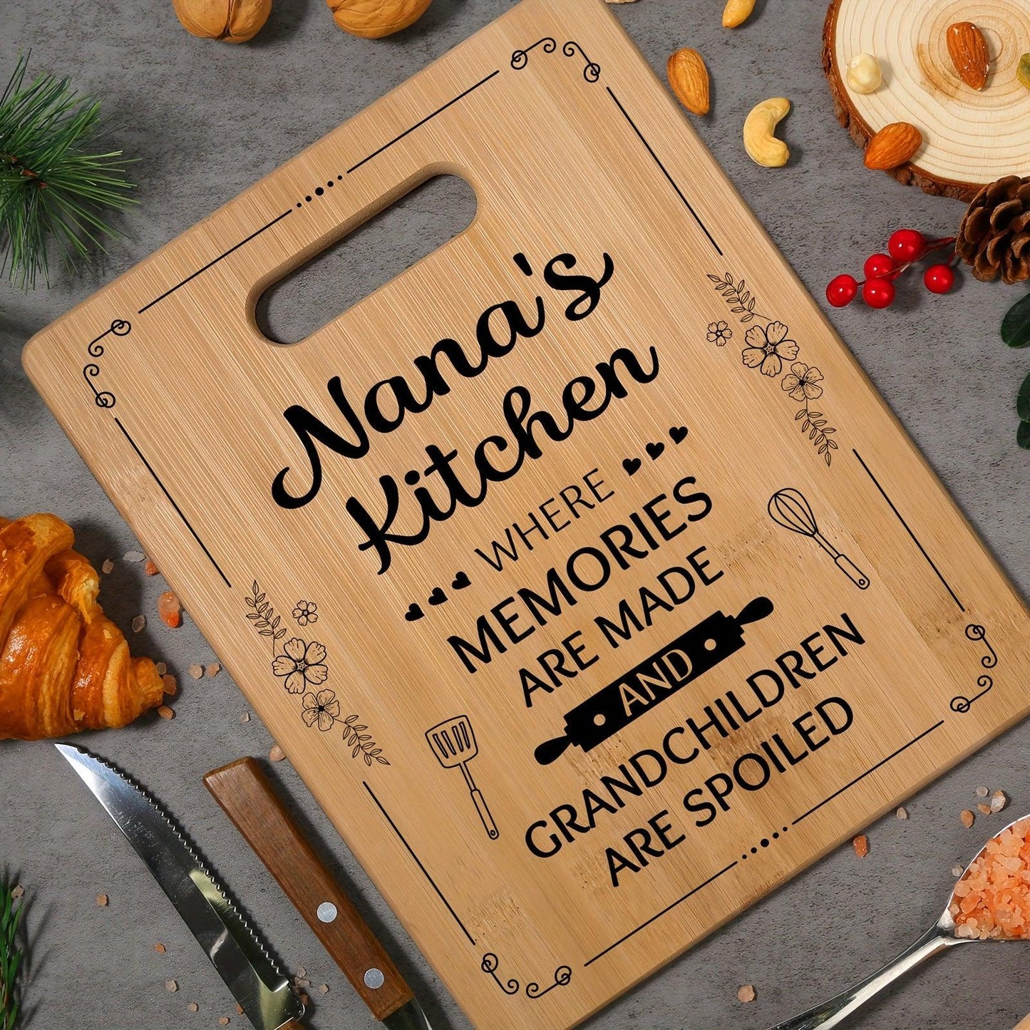 Personalized Bamboo Cutting Board Christmas Gift for Grandma - HomeGoods Lima