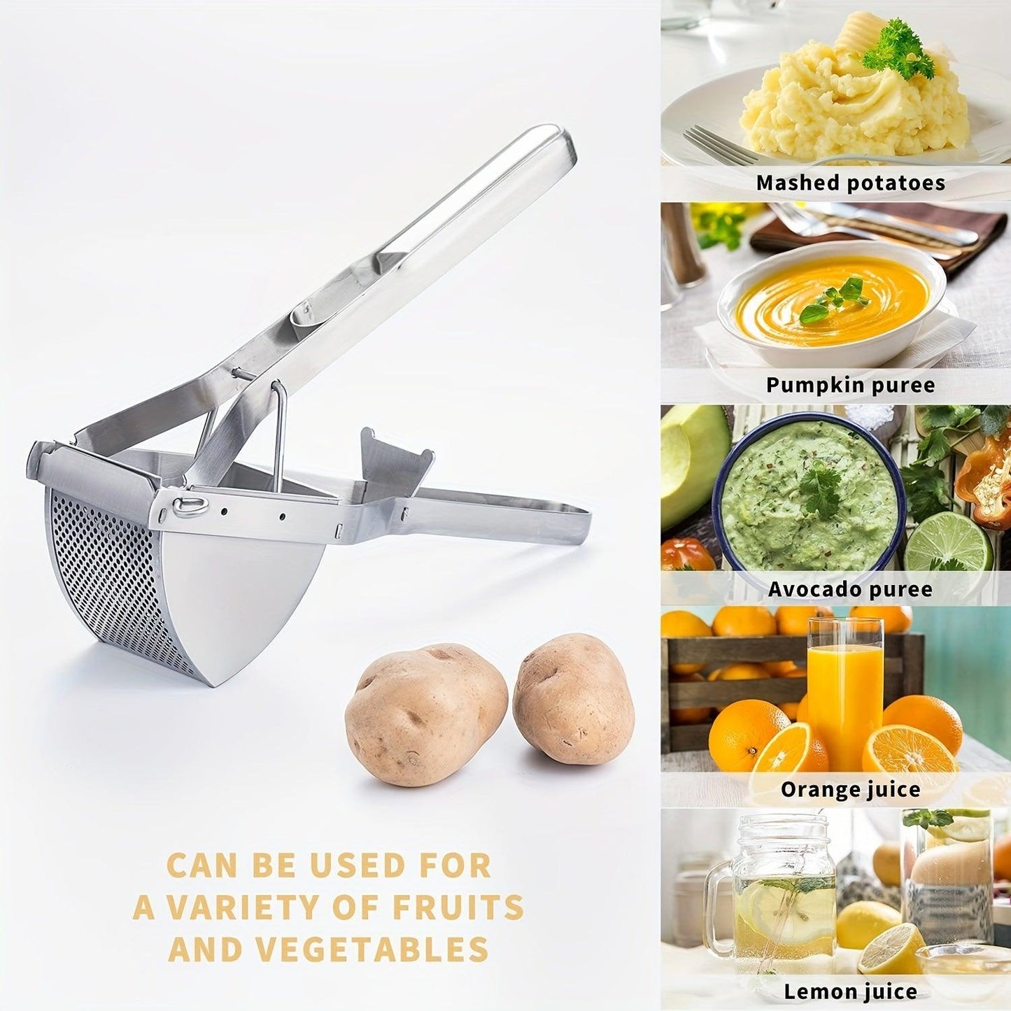 Stainless Steel Potato Masher with Ergonomic Handle - HomeGoods Lima