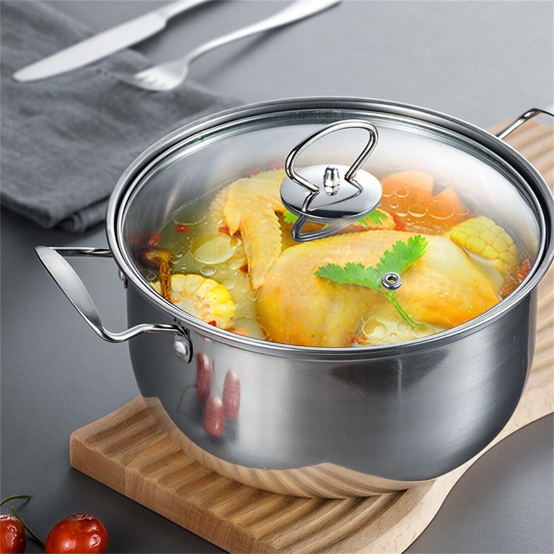 Stainless Steel 5Piece Cooking Utensil Set Pot Stockpot Glass Lids - HomeGoods Lima