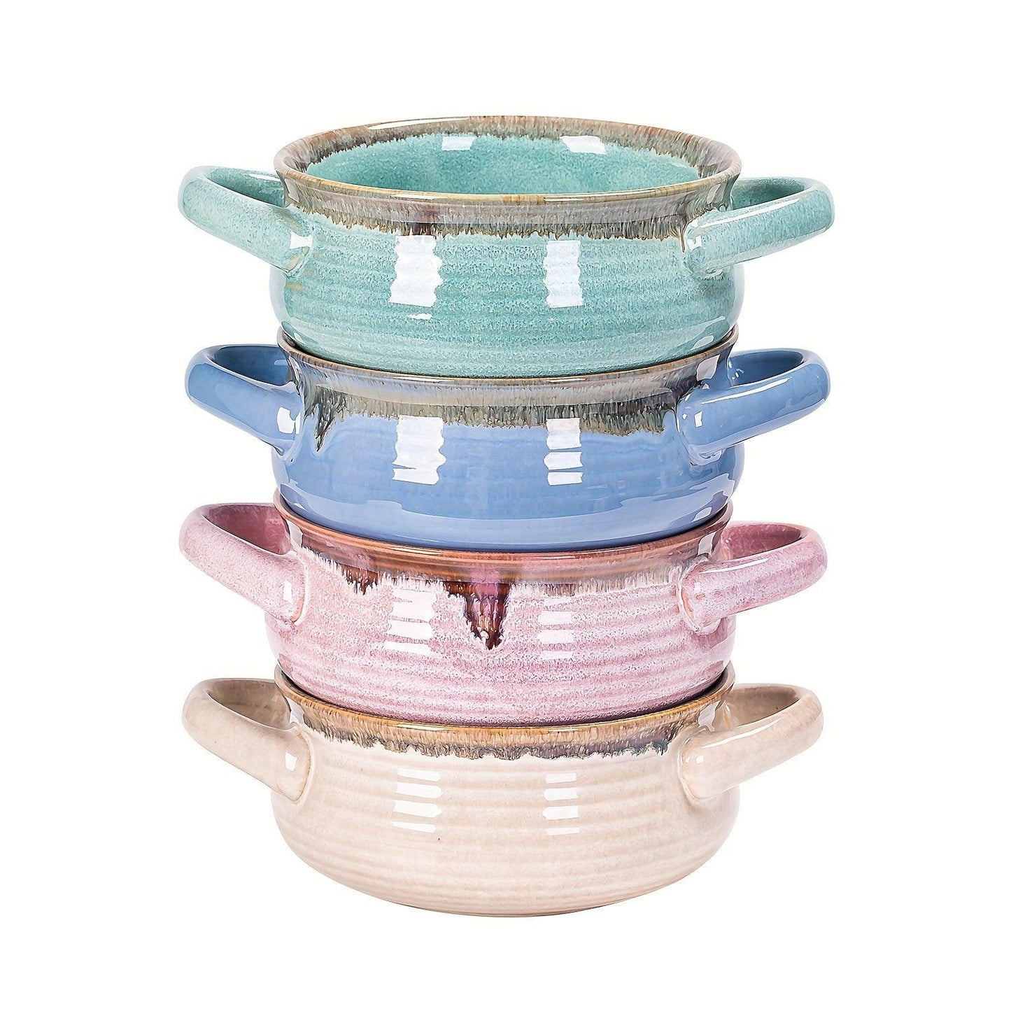 Set of 4 Ceramic Soup Bowls with Dual Handles - HomeGoods Lima