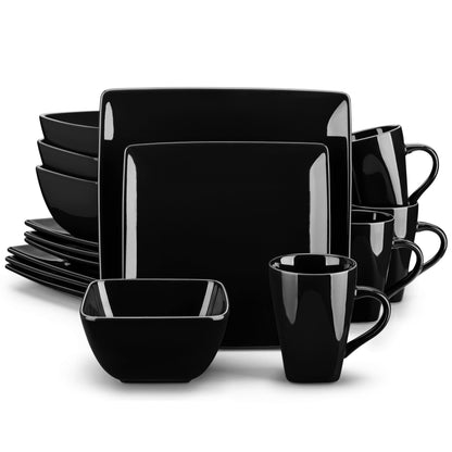 Black Stoneware 16Piece Dinner Set for 4 - HomeGoods Lima