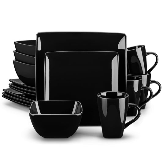 Black Stoneware 16Piece Dinner Set for 4 - HomeGoods Lima