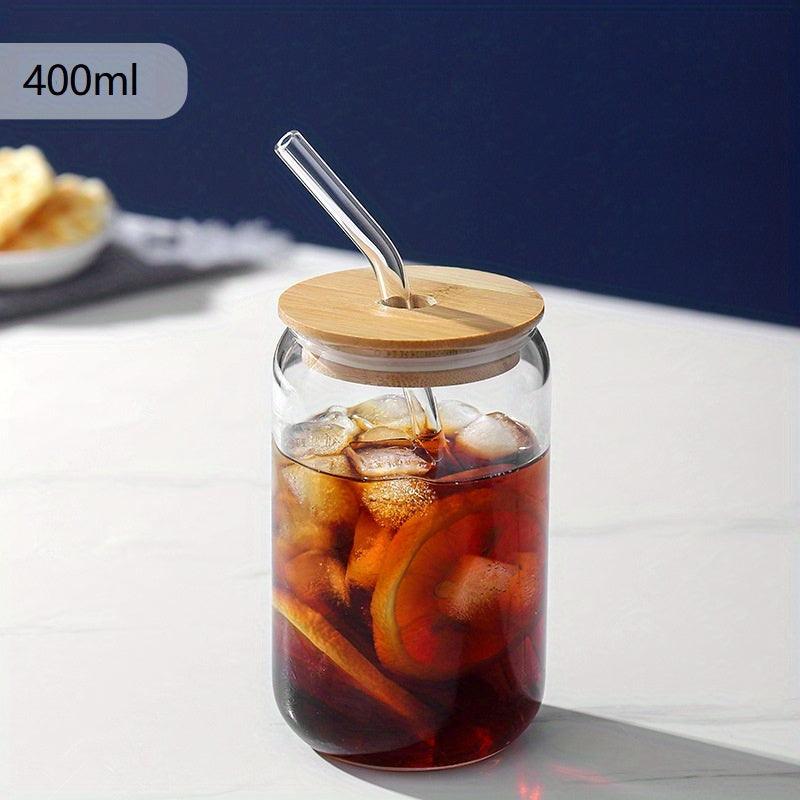 Glass Water Cups Set with Lid Straw Simple Tea Beer Juice and Coffee Mugs - HomeGoods Lima