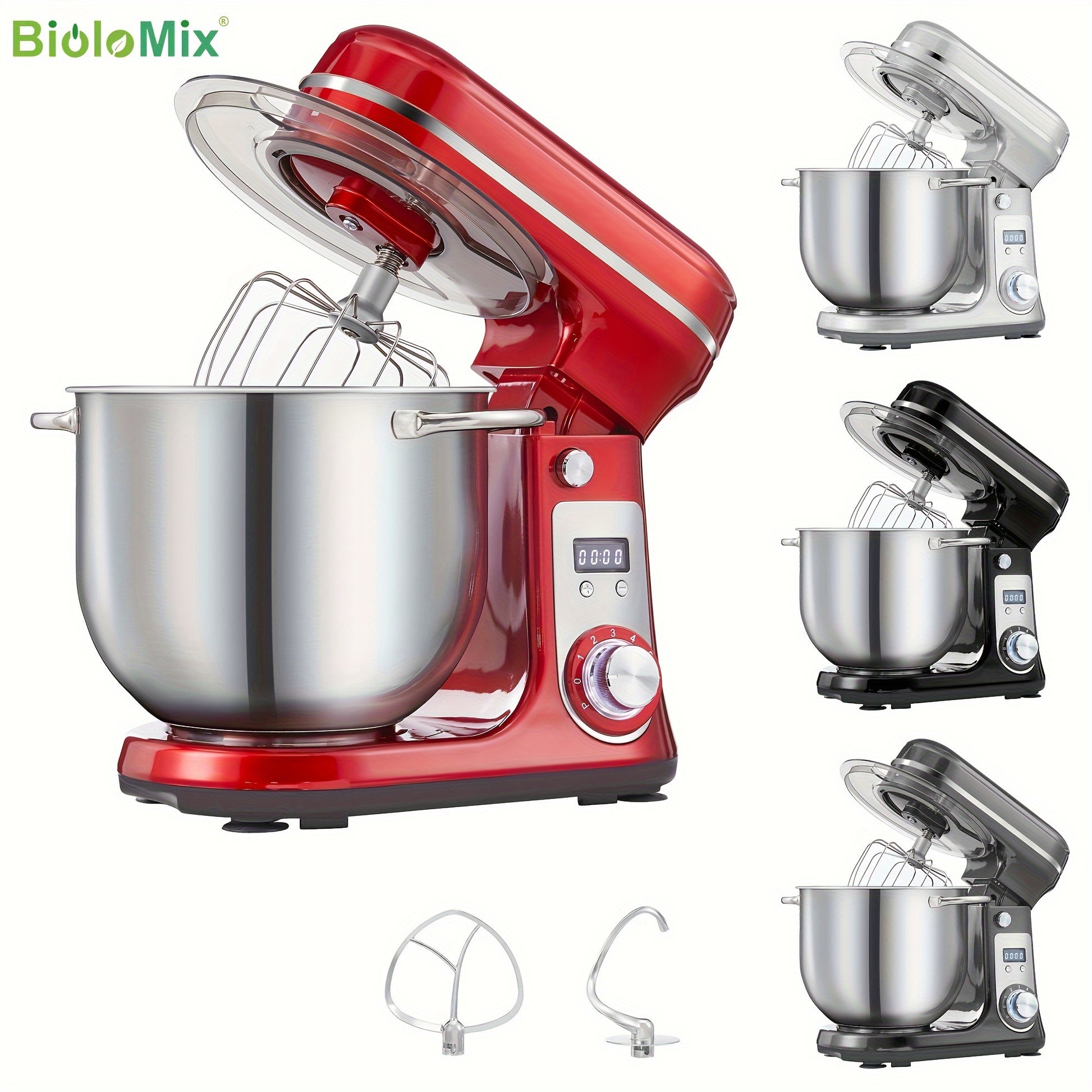 Biolomix Electric Kitchen Mixer Quiet DC Motor 6 Speed Tilt Head