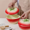 Creative Ceramic Salad Bowl Set with Lid Strawberry Design